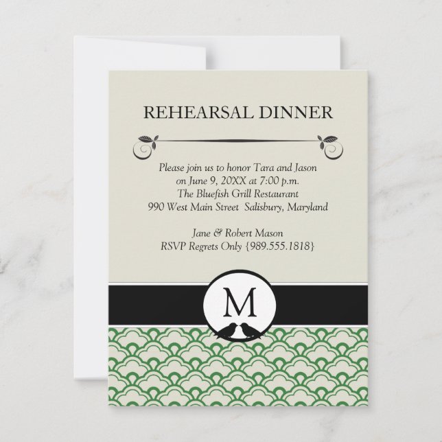 Lovebirds Wedding Rehearsal Dinner Invitations (Front)