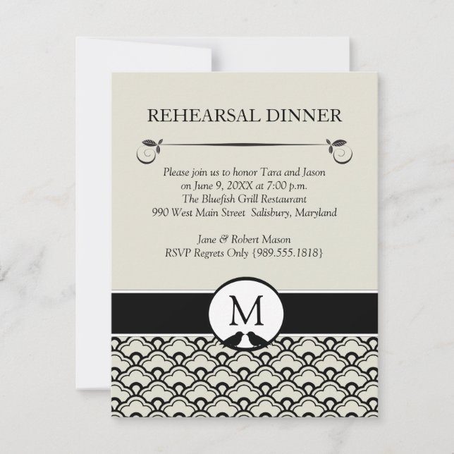 Lovebirds Wedding Rehearsal Dinner Invitations (Front)