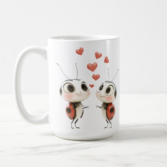💕 Lovebug Ladybug Mug – Cute & Cozy Sips!  (Left)