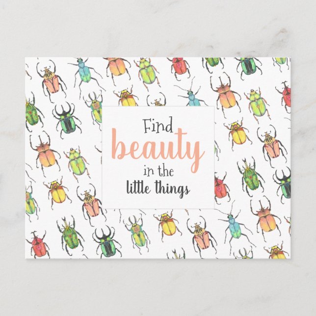 Lovebugs Watercolor Beetles Find Beauty Postcard (Front)