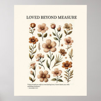 Loved beyond measure, floral Christian wall art