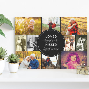 Loved Beyond Words Remembrance Photo Collage Black Canvas Print