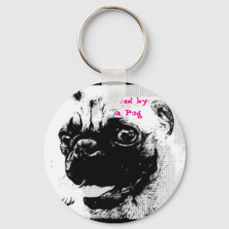 Loved by a Pug Keychain