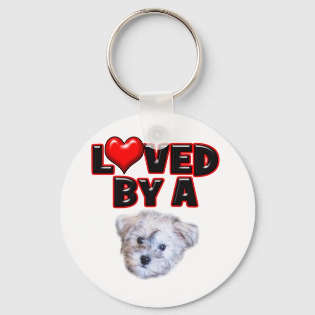 Loved by a Schnoodle Keychain (Front)