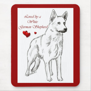 Loved By A White German Shepherd Mouse Pad