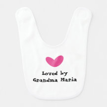 Loved by Grandma Pink Heart Baby Bib