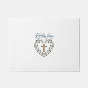 Loved by Jesus Floral Cross Christian T-Shirt Desi Doormat
