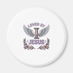 Loved By Jesus Vintage Christian Floral T-Shirt De Magnet