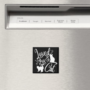 Loved By My Cat In White Magnet