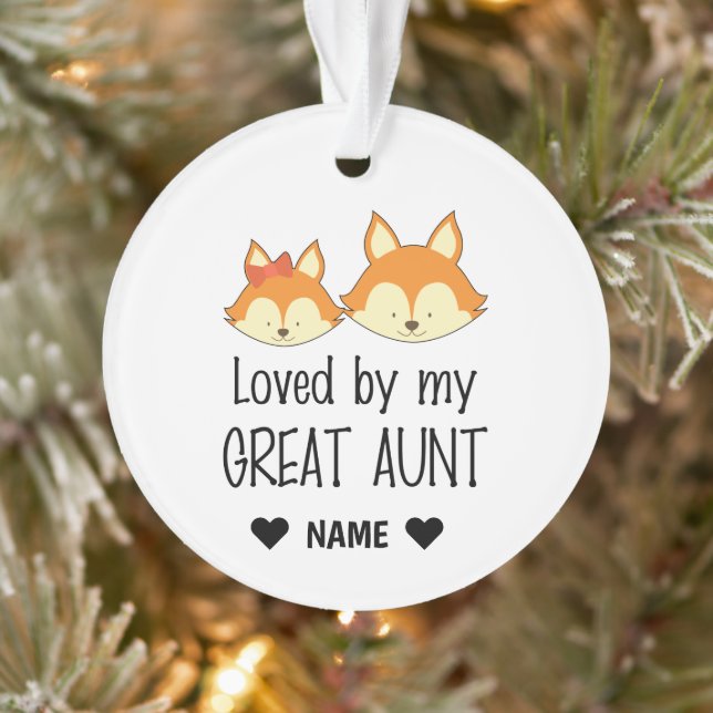 Loved By My Great Aunt Fox Ornament (Tree)