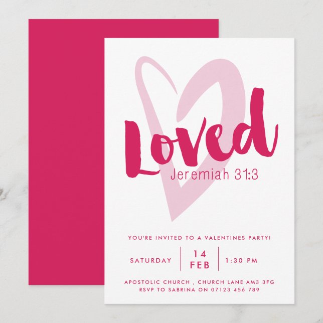 Loved Christian Valentine's Day Party Invitation (Front/Back)