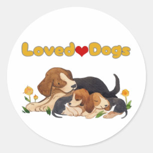 loved dogs classic round sticker