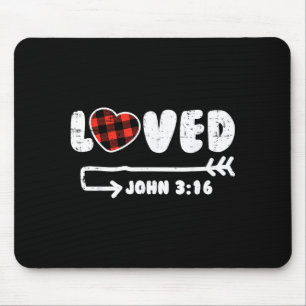Loved John 3_16 Heart Valentines Day Bible Christi Mouse Pad