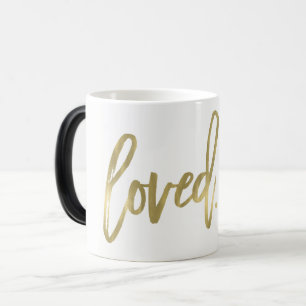 Loved. Modern Trendy Script Typography Type Gold Magic Mug