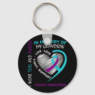 Loved One In Memory Of Grandson Suicide Awareness Keychain