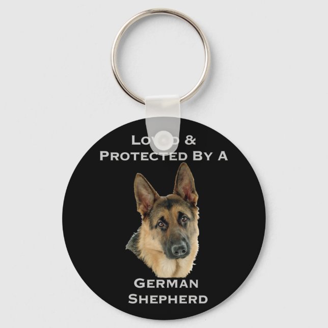 Loved & Protected By A German Shepherd Keychain (Front)