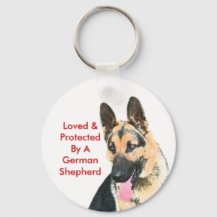 Loved & Protected By A German Shepherd Keychain