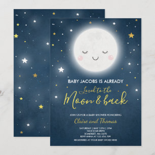 Loved To The Moon And Back Baby Shower Invitation