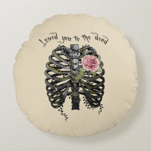 Loved You to the Dead – Gothic Rib Cage Round Pillow