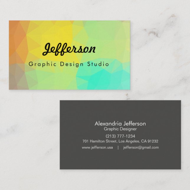 LoveGeo Abstract Geometric Design - Rainbow Heart Business Card (Front/Back)