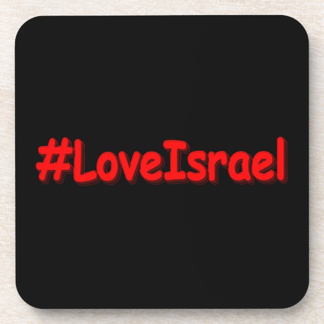 "#LoveIsrael" Cute Design. Buy Now Coaster (Front)