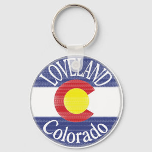 Loveland Colorado circle flag Keychain