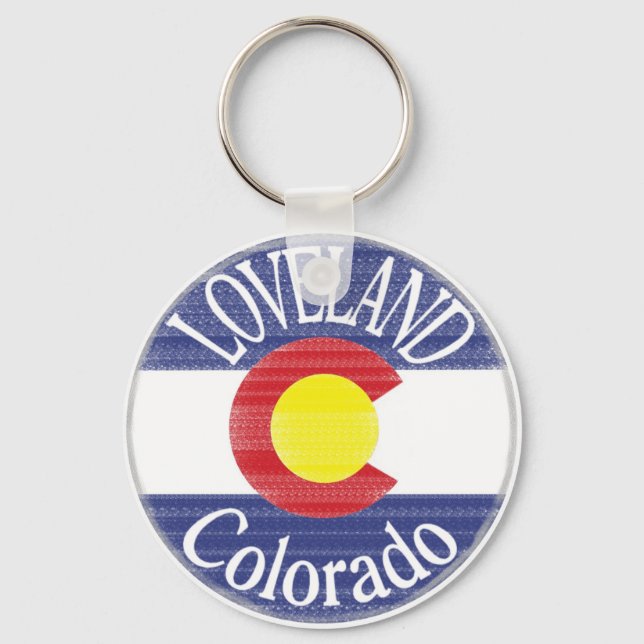 Loveland Colorado circle flag Keychain (Front)