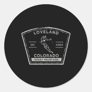 Loveland Colorado Long Sleeve Snow Skiing Classic Round Sticker