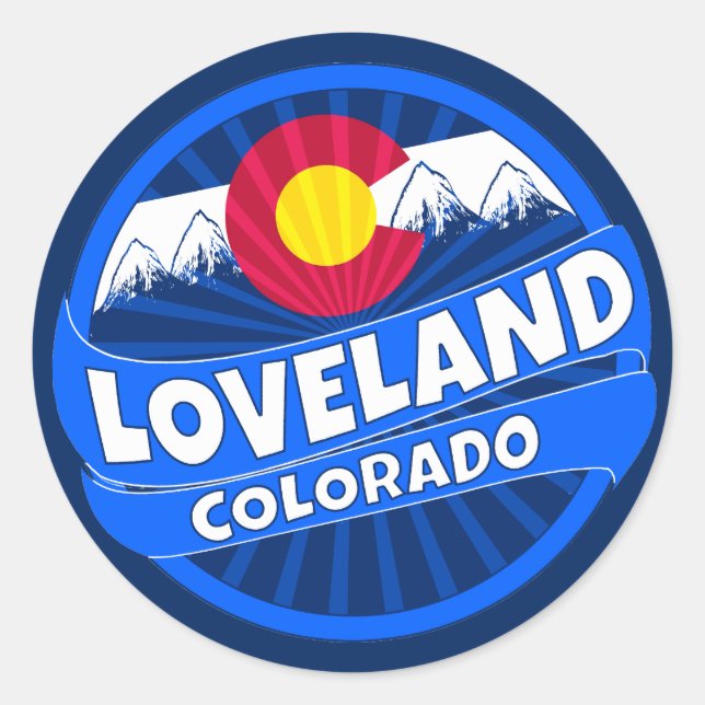 Loveland Colorado mountain burst sticker (Front)