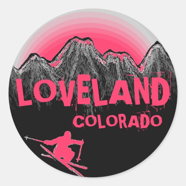 Loveland Colorado pink ski stickers (Front)