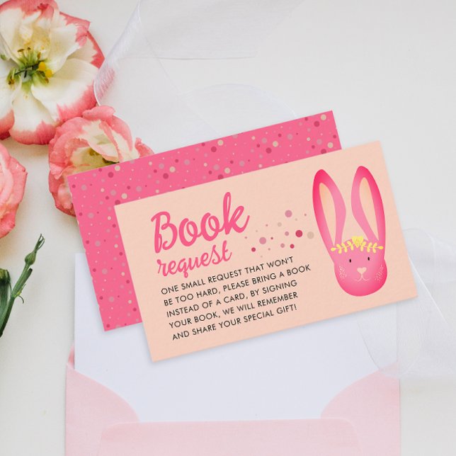 Lovely 1st Birthday Bunny Book Request Party Enclosure Card (Creator Uploaded)