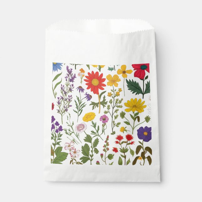 Lovely 60’s Retro Wildflowers, Favour Bag (Front)