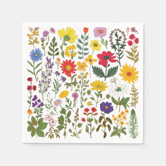 Lovely 60’s Retro Wildflowers, Napkin (Front)