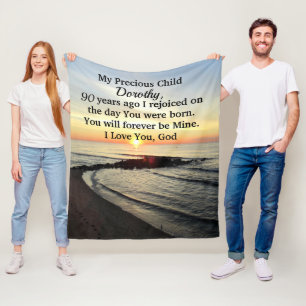 LOVELY 90TH BIRTHDAY PERSONALIZED SUNRISE FLEECE BLANKET