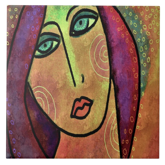 Lovely Abstract Digital Painting of a Woman Tile (Front)