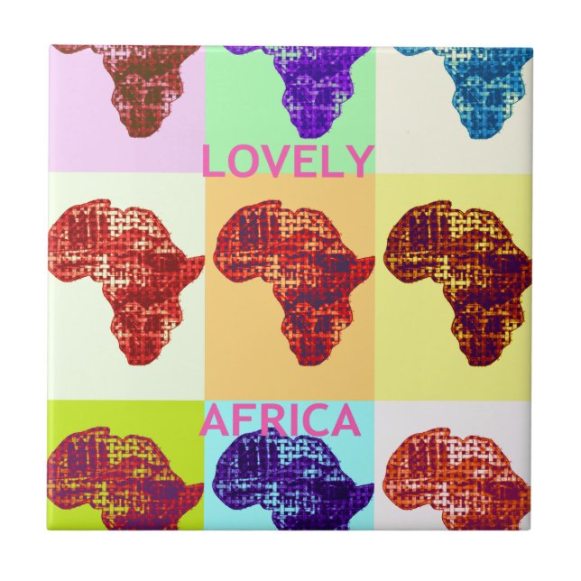 LOVELY AFRICA colourful map design Tile (Front)
