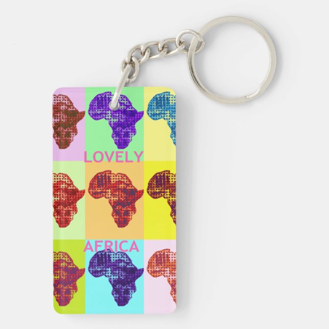 Lovely Africa Map colourful design key chain (Back)