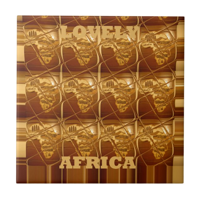Lovely Africa Map Vector Pattern Art Design Print Tile (Front)