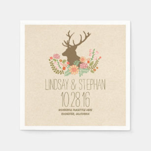 Lovely and Romantic Deer Wedding Paper Napkins