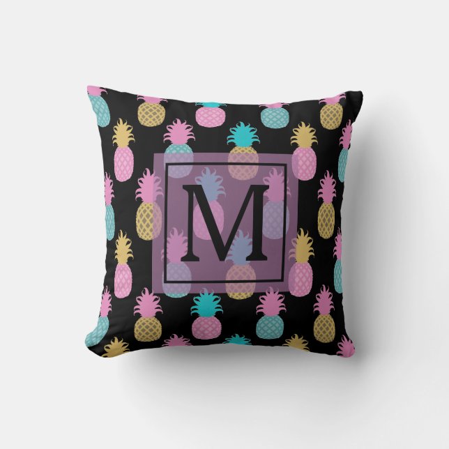 Lovely and Tropical Pineapples Throw Pillow (Front)