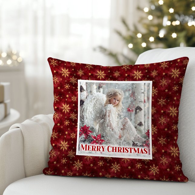 Lovely Angel Red Gold Personalized Best Christmas  Throw Pillow (Lovely Angel Red Gold Personalized Best Christmas Pillow

)