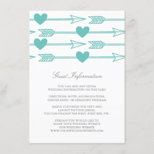 Lovely Arrows Wedding Insert Card / Teal & Grey