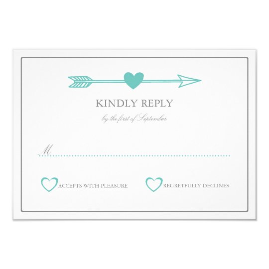 Lovely Arrows Wedding RSVP Card / Teal & Grey