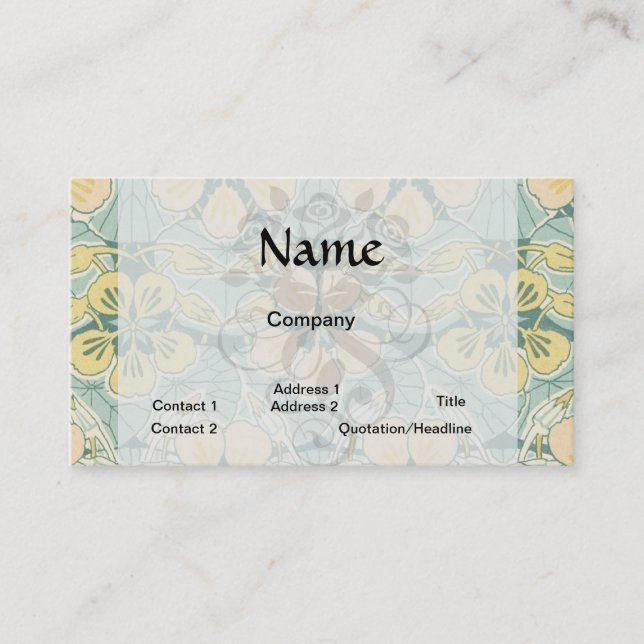lovely art nouveau floral flower pattern business card (Front)