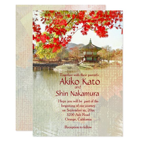 Lovely Asian Themed Custom Wedding Invitation