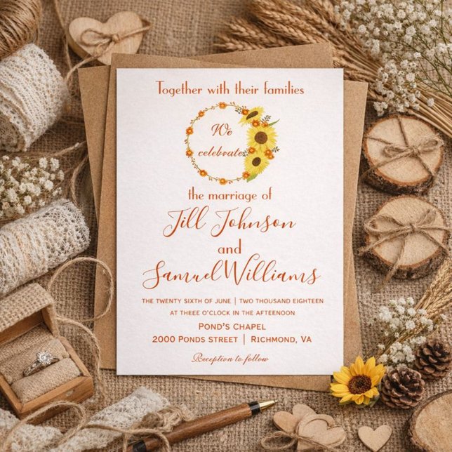 Lovely autumn sunflower floral wedding invitation (Creator Uploaded)