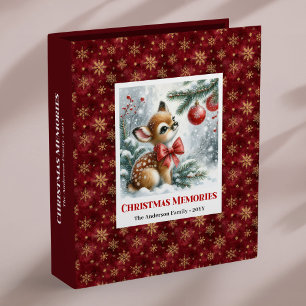 Lovely Baby Deer Winter Scene Family Name Memory  Binder