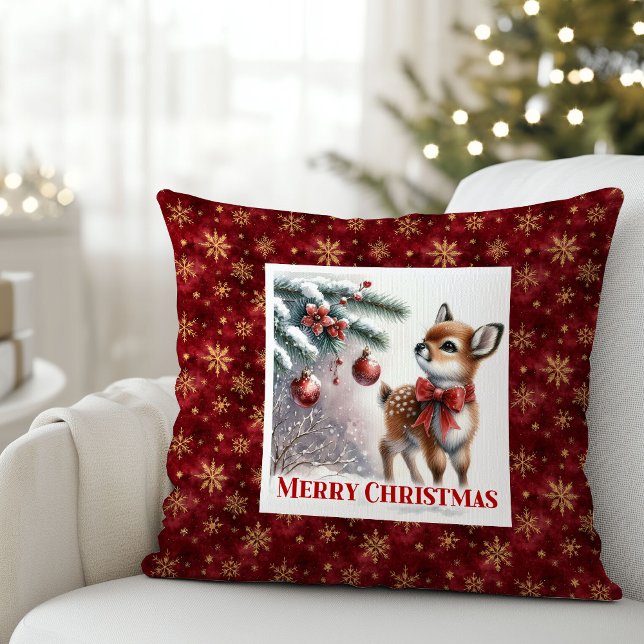 Lovely Baby Fawn Winter Scene Kids Room Decor Xmas Throw Pillow (Lovely Baby Fawn Winter Scene Kids Room Decor Christmas Pillow

)