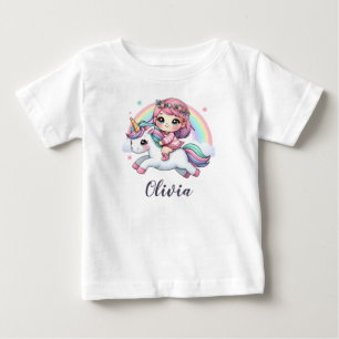 Lovely Baby Girl on Unicorn T-Shirt