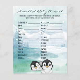 Lovely Baby Penguins Baby Animal Name Game Flyer